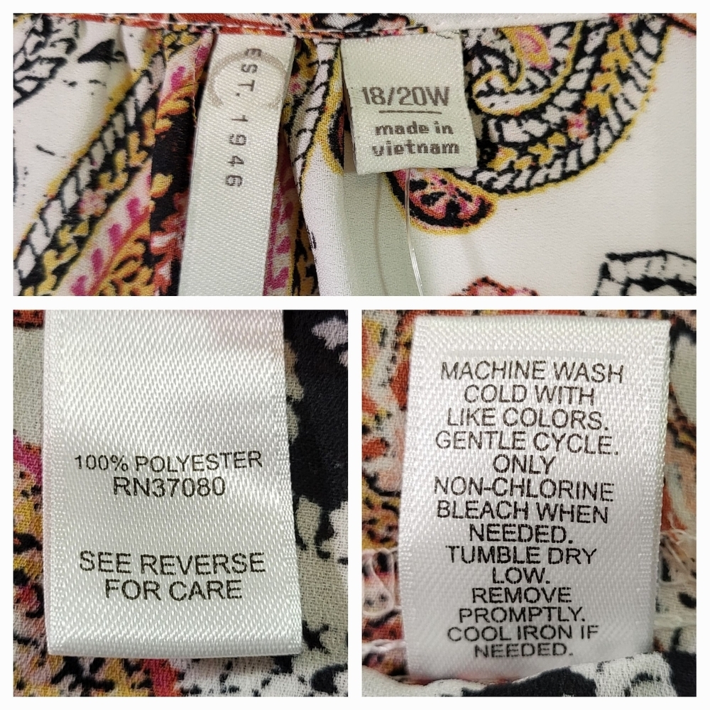 CATO Rust and White Paisley Print Flutter Sleeve Top - Plus Size 18/20W - Picture 9 of 9